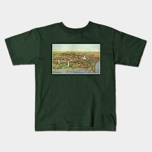 Antique Map with a Panoramic View of Washington DC Kids T-Shirt